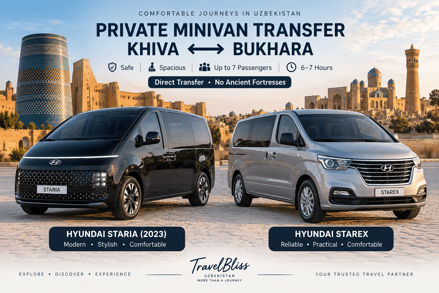 Private Minivan Transfer from Khiva to Bukhara or Bukhara to Khiva